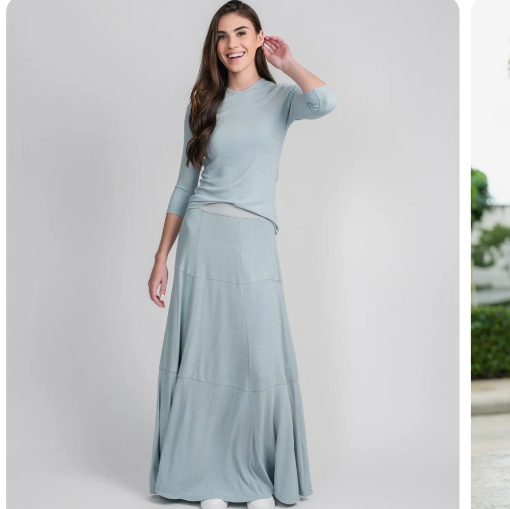 Green A-Line Maxi Skirt for Casual Wear
